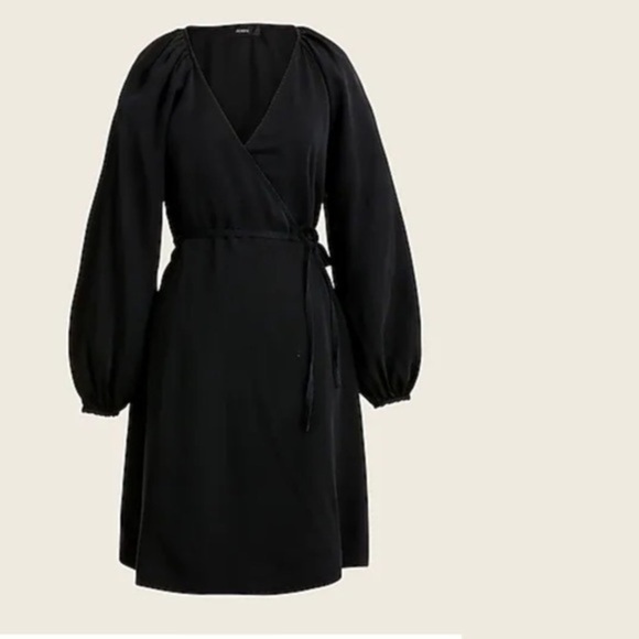New J Crew Drapey Wrap Mini Dress Black Size Medium - Picture 1 of 8